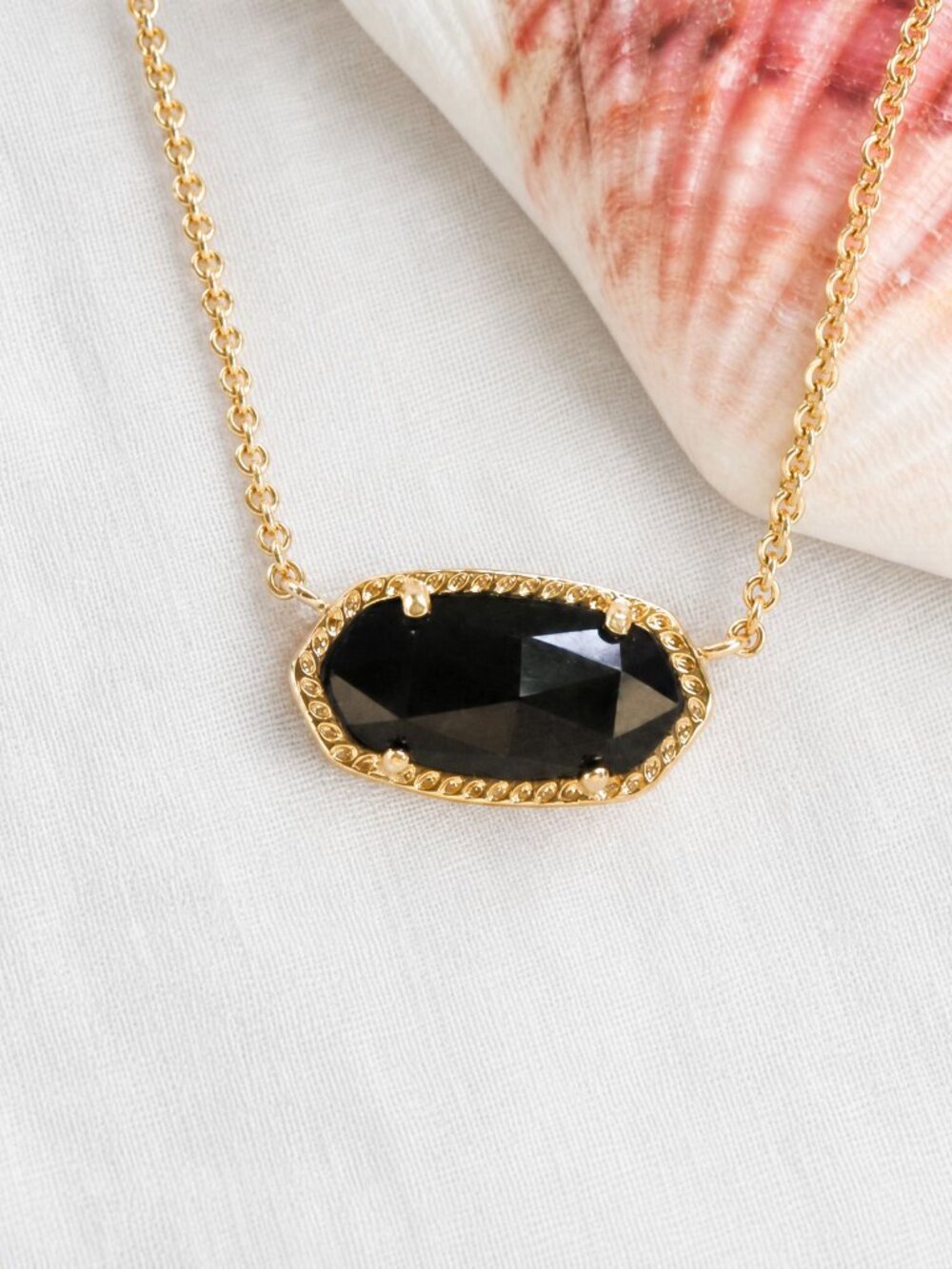 Kendra Scott Elisa Gold Black Pendant Necklace - Picture 2 of 2
